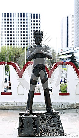 Monument to the hero Wolverine in Izmailovskiy Kremlin in Moscow Editorial Stock Photo